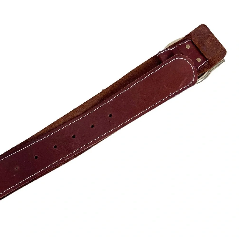 LIZ CLAIBORNE Brown Leather Belt With Brass/Gold tone hardware |